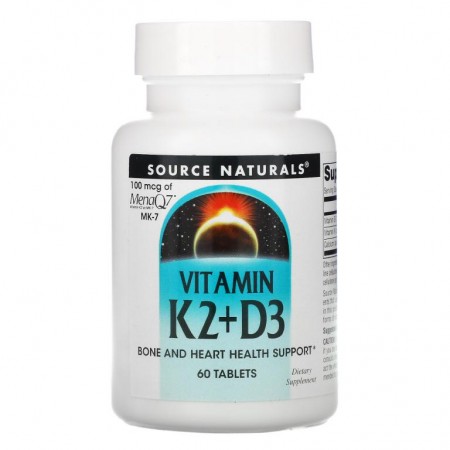 Source Naturals, 비타민K2 + D3, 60정