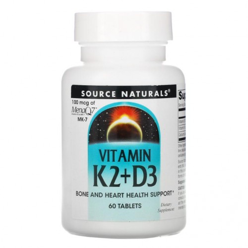 Source Naturals, 비타민K2 + D3, 60정