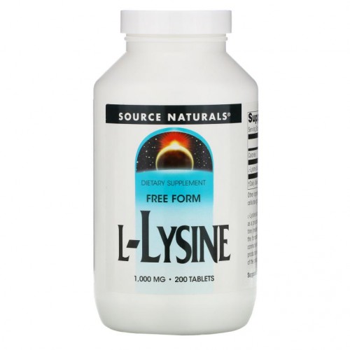 Source Naturals, L-라이신, 1,000mg, 200정