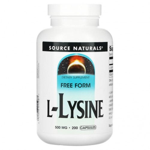Source Naturals, L-라이신, 500 mg, 200 캡슐