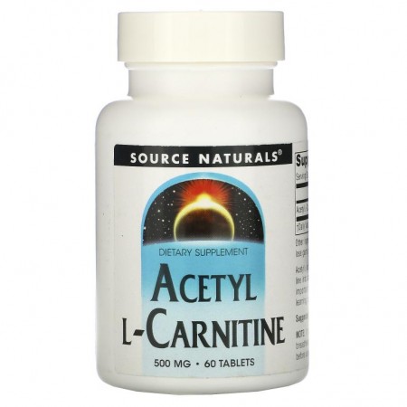 Source Naturals, 아세틸 L-카르니틴, 500 mg, 60 타블렛