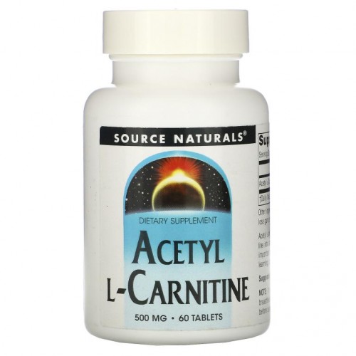 Source Naturals, 아세틸 L-카르니틴, 500 mg, 60 타블렛