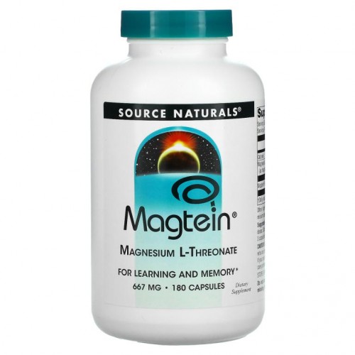 Source Naturals, Magtein, 마그네슘 L-트레온산, 667mg, 베지 캡슐 180정