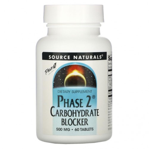 Source Naturals, Phase 2 탄수화물 차단제, 500mg, 60정