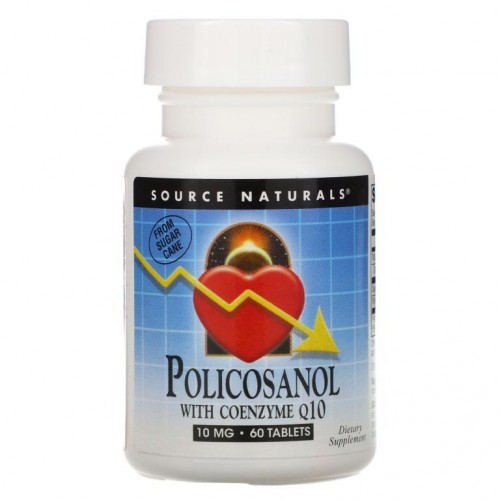 Source Naturals, 코엔자임 Q10 함유 폴리코사놀, 10mg, 60정