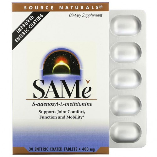 Source Naturals, SAMe, 400mg, 장용 코팅 30정