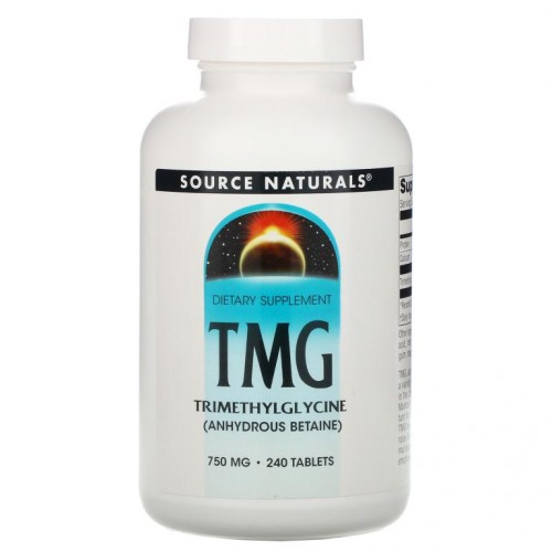 Source Naturals, TMG, 트라이메틸글리신, 750mg, 240정