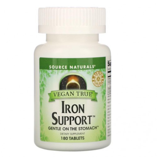 Source Naturals, Vegan True, 철분 보충, 180정