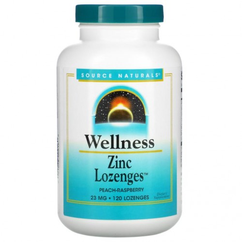 Source Naturals, Wellness, 아연 설하정, 복숭아-라스베리, 23 mg, 120 설하정