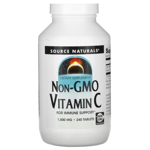 Source Naturals, 유전자 변형 성분 무함유 비타민C, 1,000mg, 240정