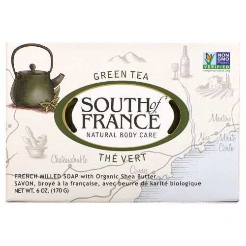 South of France, 녹차, 프랑스 제조 고형 비누, 유기농 시어버터 함유, 170g(6oz)