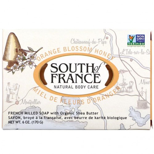 South of France, 오렌지꽃 꿀, 유기농 시어버터가 함유된 프랑스산 비누 바, 170g(6oz)