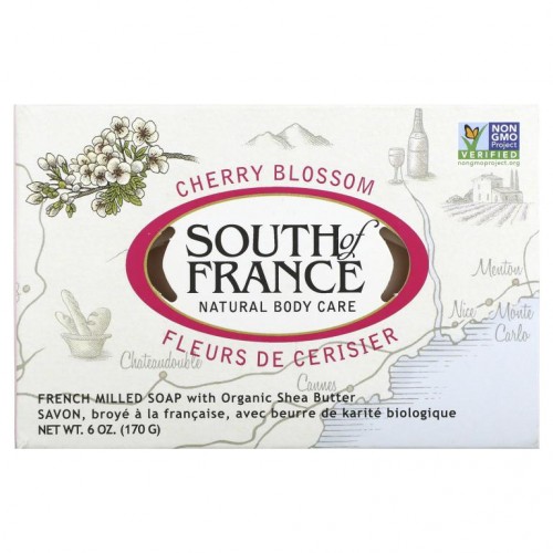 South of France, 유기농 시어버터 함유 프렌치 밀드 바 비누, 벚꽃향, 170g(6oz)