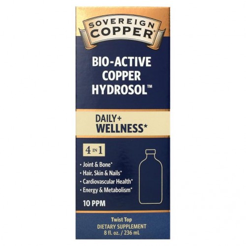 Sovereign Silver, Bio-Active Copper Hydrosol, 10ppm, 236ml(8oz)