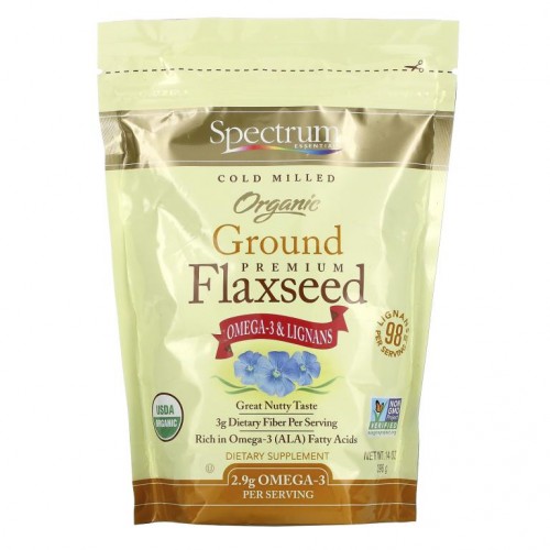 Spectrum Essentials, 유기농 분쇄 프리미엄 아마씨, 396g(14oz)