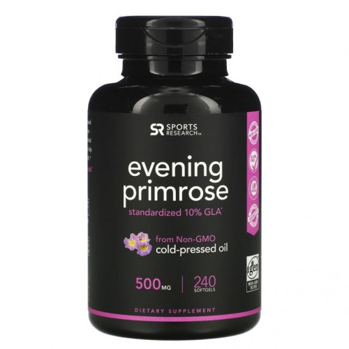 Sports Research, 달맞이꽃, 500mg, 소프트젤 240정