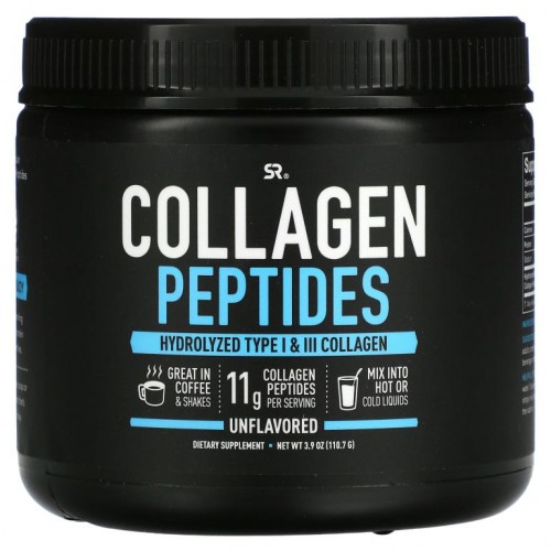 Sports Research, 콜라겐 펩타이드, 가수 분해 유형 I & III 콜라겐, 무맛, 110.7g(3.9oz)