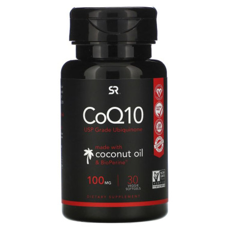 Sports Research, CoQ10, BioPerine & 코코넛 오일 함유, 100mg, 30 식물성 소프트젤