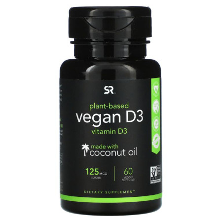 Sports Research, 비건 D3, 125mcg(5,000 IU), 베지 소프트젤 60정