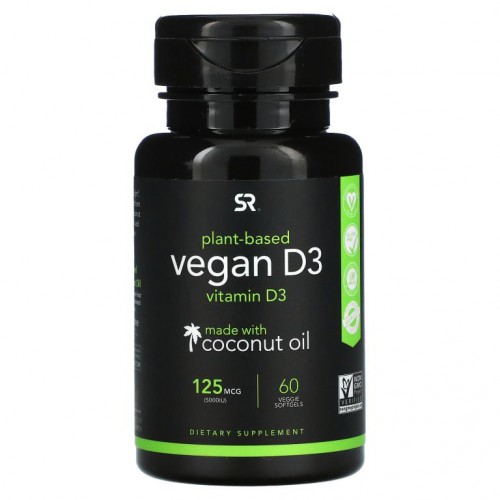 Sports Research, 비건 D3, 125mcg(5,000 IU), 베지 소프트젤 60정