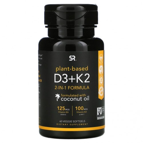 Sports Research, 비타민D3 + K2, 식물성, 베지 소프트젤 60정