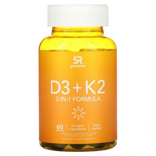 Sports Research, D3 + K2, 2-In-1 포뮬라, 베리 혼합, 구미 젤리 60개