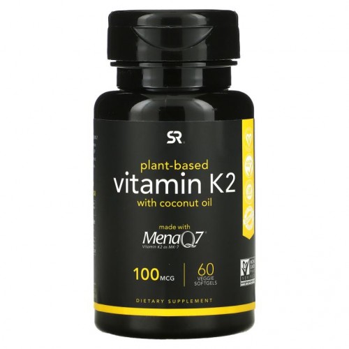 Sports Research, 코코넛 오일 함유 비타민K2, 식물성, 100mcg, 베지 소프트젤 60정