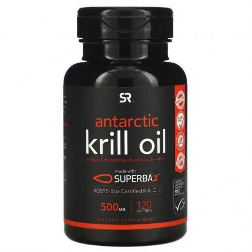 Sports Research, SUPERBA 2 남극 크릴 오일, 아스타잔틴 함유, 500mg, 소프트젤 120정
