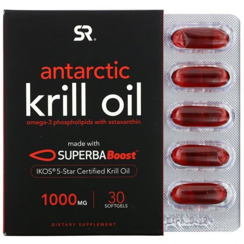 Sports Research, SUPERBA Boost 남극 크릴 오일, 아스타잔틴 함유, 1,000mg, 소프트젤 30정