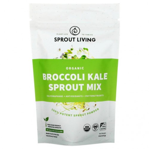 Sprout Living, 유기농 브로콜리 케일 새싹 믹스, 113g(4oz)