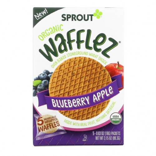 Sprout Organic, Wafflez, 블루베리 사과, 5봉지, 18g(0.63oz)