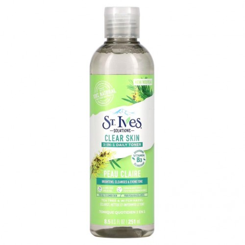 St. Ives, 솔루션즈, 쓰리인원 데일리 토너, 티트리 & 위치하젤, 251ml(8.5fl oz)