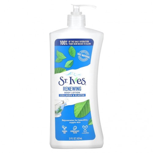 St. Ives, 바디 로션, 리뉴잉, 콜라겐 & 엘라스틴, 621ml(21fl oz)