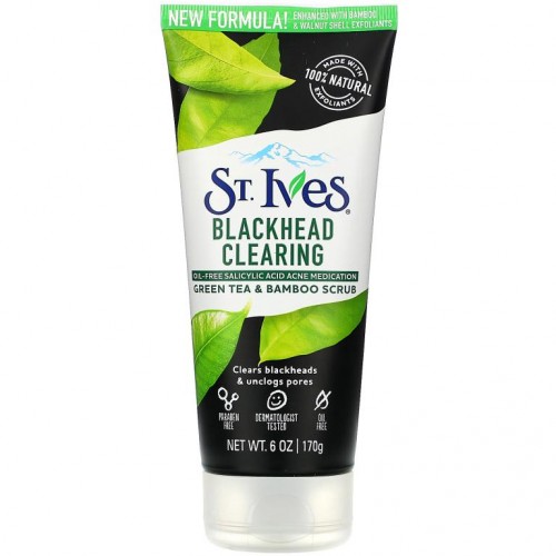 St. Ives, 그린티 앤 뱀부 스크럽, 블랙헤드 관리, 170g(6oz)