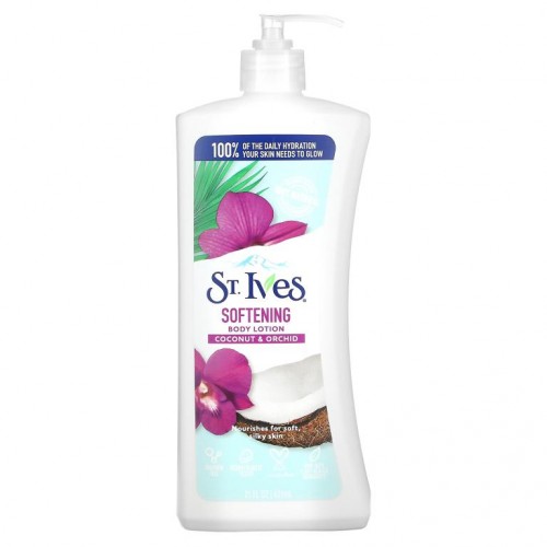 St. Ives, 소프트닝 바디 로션, 코코넛 & 난초, 621ml(21fl oz)