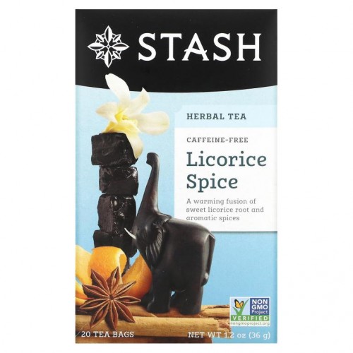 Stash Tea, 허브차, 감초 스파이스, 카페인 무함유, 티백 20개입, 36g(1.2oz)