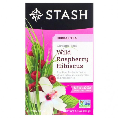 Stash Tea, 허브티, 야생 라즈베리 히비스커스, 카페인 무함유, 티백 20개입, 38g(1.3oz)