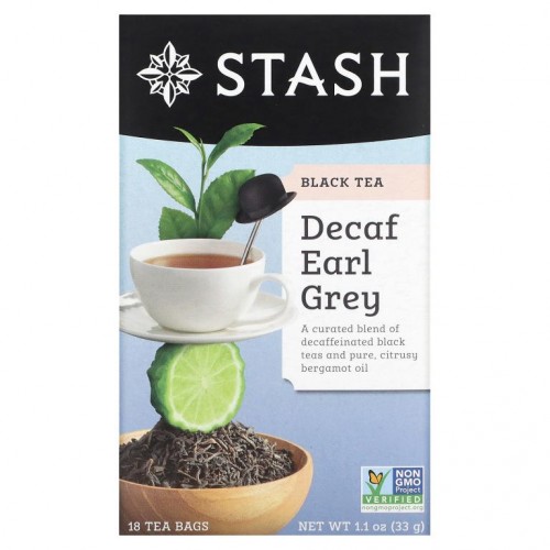 Stash Tea, 홍차, 무카페인 얼그레이, 18티백, 33g(1.1oz)