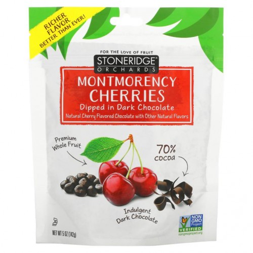 Stoneridge Orchards, 몽모랑시 체리, 다크 초콜릿 디핑, 70% 코코아, 142g(5oz)