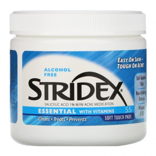 Stridex, 싱글 스텝 여드름 관리, 알코올 무함유, 소프트 터치 패드 55개입, 각 4.21