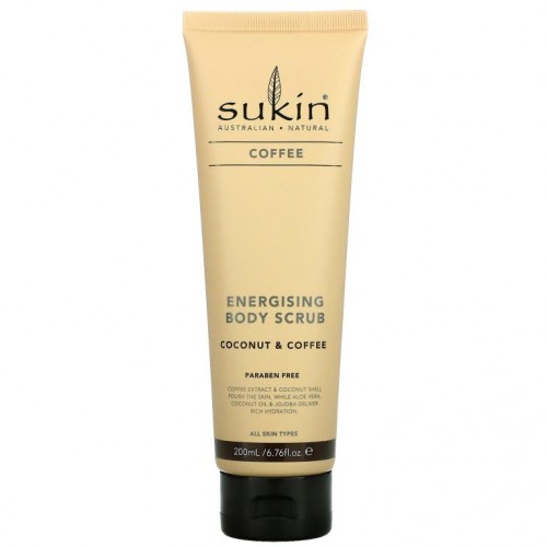 Sukin, Energising Body Scrub, Coconut & Coffee, 6.76 fl oz (200 ml)