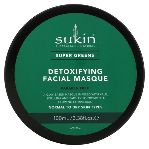 Sukin, Super Greens, 디톡스 페이셜 마스크, 100ml(3.38fl oz)