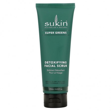 Sukin, Super Greens, 디톡시파잉 페이셜 스크럽, 125ml(4.23fl oz)