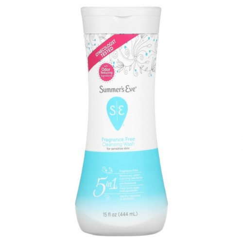 Summer's Eve, 5가지를 1개에 담은 클렌징 워시, 무향, 15fl oz(444ml)
