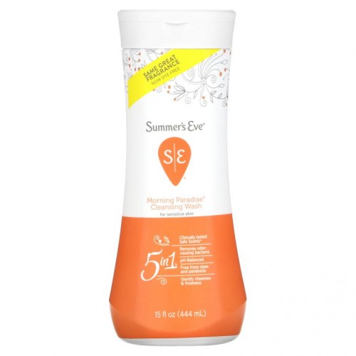 Summer's Eve, 5가지를 1개에 담은 클렌징 워시, 모닝 파라다이스, 15fl oz(444ml)