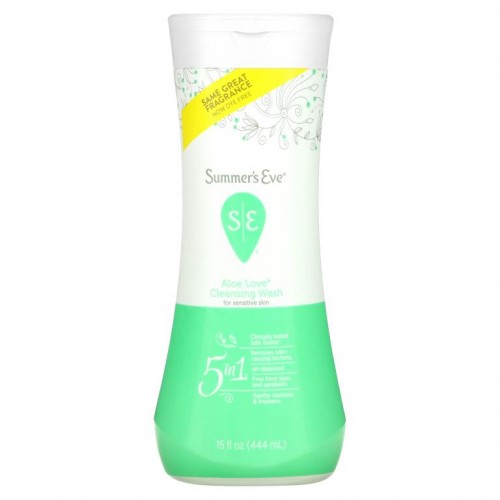 Summer's Eve, 5가지를 1개에 담은 클렌징 워시, Aloe Love, 15fl oz(444ml)