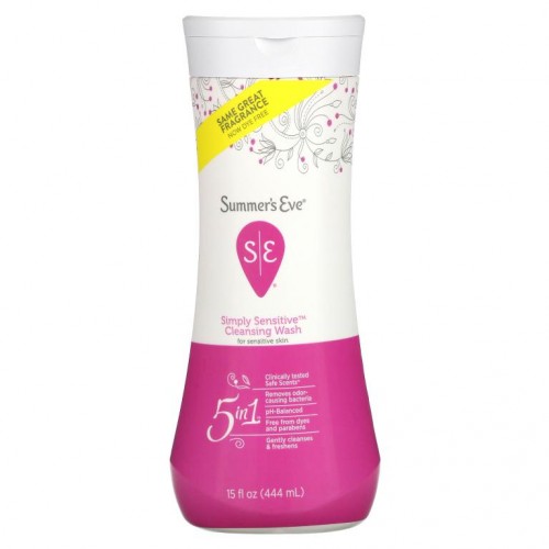 Summer's Eve, 5가지를 1개에 담은 클렌징 워시, Simply Sensitive, 15fl oz(444ml)