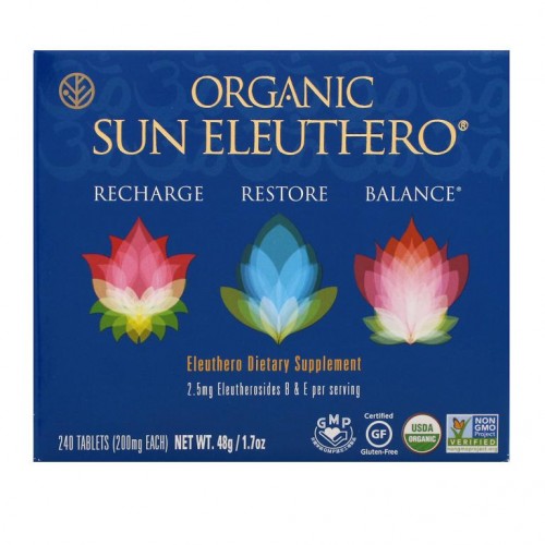 Sun Chlorella, 유기농 Sun Eleuthero, 200mg, 240정