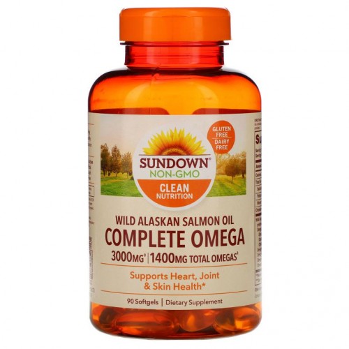 Sundown Naturals, 컴플리트 오메가, 알래스카 야생 연어 오일, 1,400mg, 소프트젤 90정
