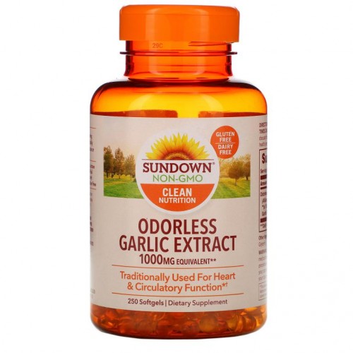 Sundown Naturals, 냄새 없는 마늘 추출물, 1,000mg, 소프트젤 250정